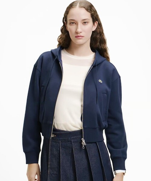 LACOSTE（ラコステ）の「ダブルフェイスジャージジップフーディー（パーカー・レディース・ライトグレー/ネイビー・40/38/34/36）」の11枚目の写真