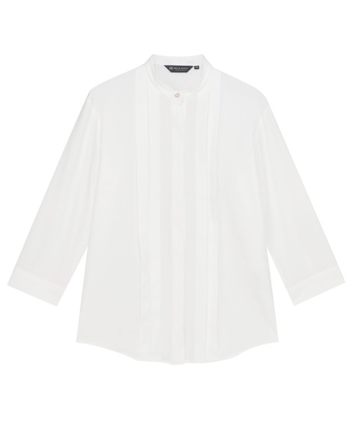 TOKYO SHIRTS(トウキョウシャツ)の「【吸水速乾】【COFREX】スタンド ビジューボタン ブラウス 七分袖 レディースデザインシャツ(シャツ/ブラウス・レディース・ホワイト・S/M/L/LL/XL)」の1枚目の写真