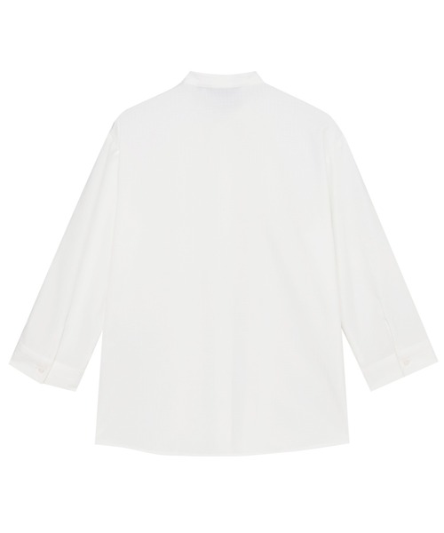TOKYO SHIRTS(トウキョウシャツ)の「【吸水速乾】【COFREX】スタンド ビジューボタン ブラウス 七分袖 レディースデザインシャツ(シャツ/ブラウス・レディース・ホワイト・S/M/L/LL/XL)」の2枚目の写真