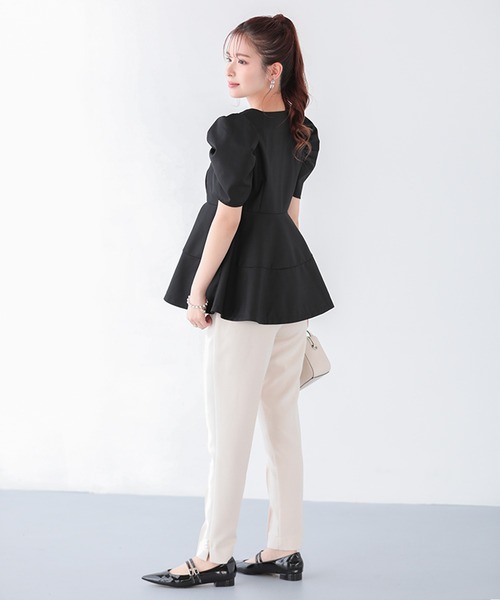 Fit more（フィットモア）の「ハーフスリーブパワショルペプラムブラウス（シャツ/ブラウス・レディース・ホワイト/ブラック・FREE）」の7枚目の写真
