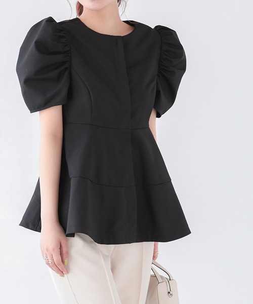 Fit more（フィットモア）の「ハーフスリーブパワショルペプラムブラウス（シャツ/ブラウス・レディース・ホワイト/ブラック・FREE）」の8枚目の写真