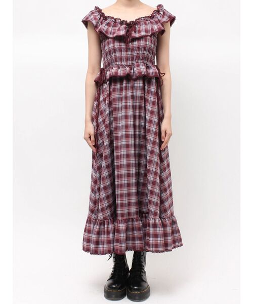 jouetie（ジュエティ）の「ノースリチェックフリルロングワンピース（ワンピース・レディース・ブラック/レッド/ブラウン・MEDIUM）」の19枚目の写真