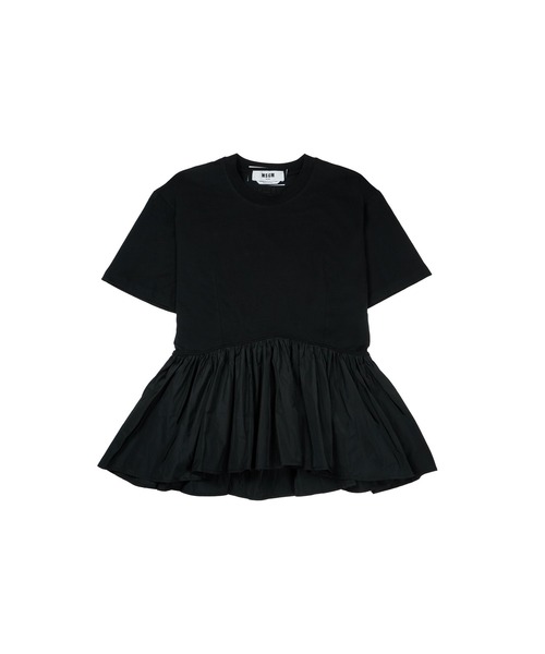 MSGM(エムエスジーエム)の「タフタフリル クルーネックTシャツ(Tシャツ/カットソー・レディース・ブラック/ホワイト・M/S)」の2枚目の写真