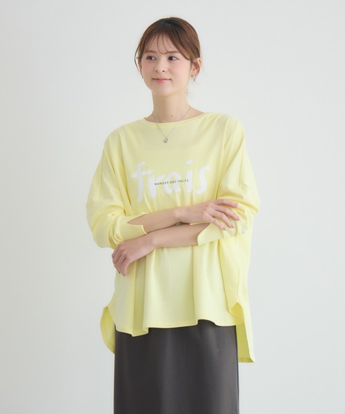 KATHARINE ROSS（キャサリンロス）の「【KATHARINE ROSS】ハンドロゴポンチョロンT（Tシャツ/カットソー・レディース・オフホワイト/イエロー・FREE）」の2枚目の写真