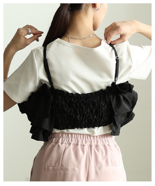 Sawa a la mode(サワアラモード)の「バックシャーリング撥水フリルビスチェ(その他トップス・レディース・ブラック・FREE)」の8枚目の写真
