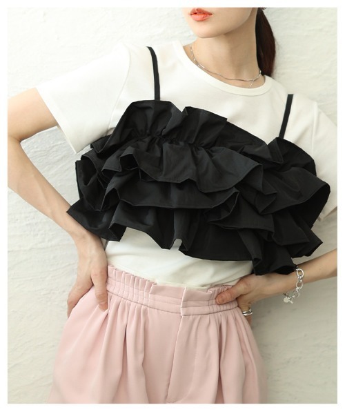 Sawa a la mode(サワアラモード)の「バックシャーリング撥水フリルビスチェ(その他トップス・レディース・ブラック・FREE)」の14枚目の写真