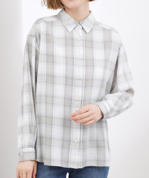 grove（グローブ）の「【大人の抜け感】オンブレーチェックシャツ（シャツ/ブラウス・レディース・ホワイト系4/ネイビー系1・02/03/01/05/04）」の11枚目の写真