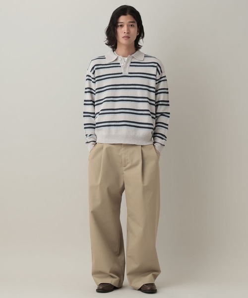 RAGEBLUE（レイジブルー）の「Extra Chino Twill Straight Wide Pants/チノワイドタックストレートパンツ（チノパンツ・メンズ・ベージュ/ネイビー・MEDIUM/LARGE）」の3枚目の写真
