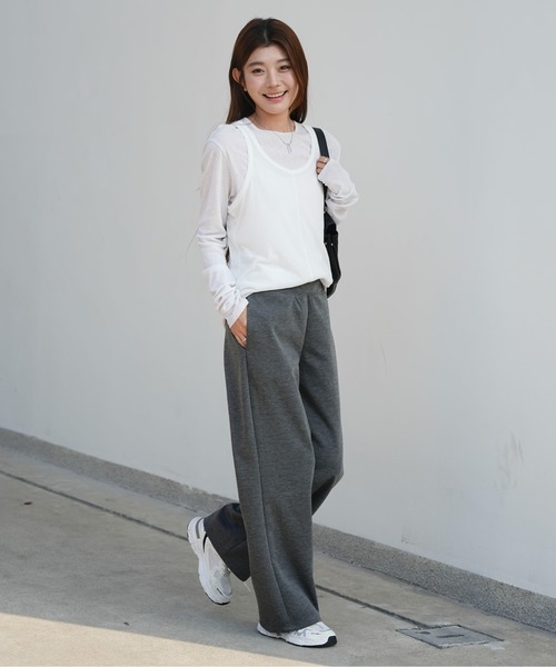 by LEGNA(バイレグナ)の「【選べる丈感】2wayフラットウエストワイドパンツ(その他パンツ・レディース・杢グレー/ブラック/スモークピンク/サンドベージュ/ダークグレー・M-Regular/XL-Short/L-Short/M-Short/L-Long/M-Long/XL-Regular/L-Regular)」の3枚目の写真