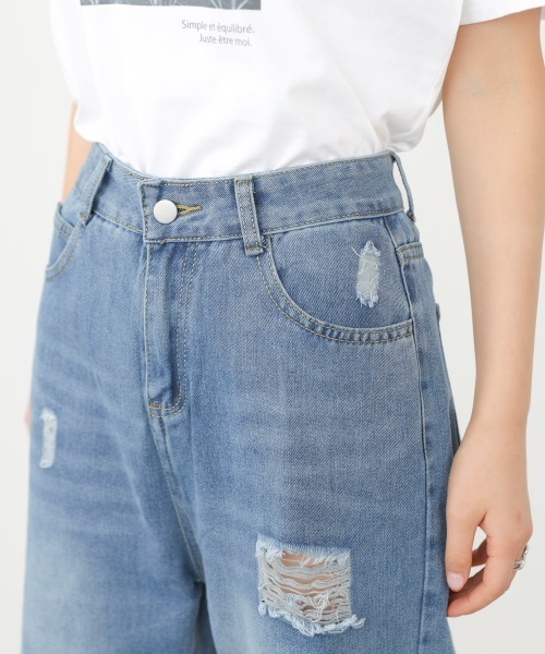 Bab（バブ）の「【サイズ展開あり】ストレートダメージデニムパンツ（デニムパンツ・レディース・ライトブルー・S/M/L）」の14枚目の写真