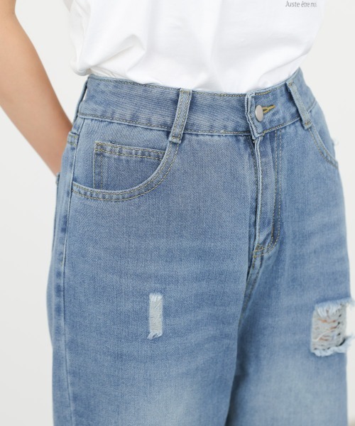 Bab（バブ）の「【サイズ展開あり】ストレートダメージデニムパンツ（デニムパンツ・レディース・ライトブルー・S/M/L）」の15枚目の写真