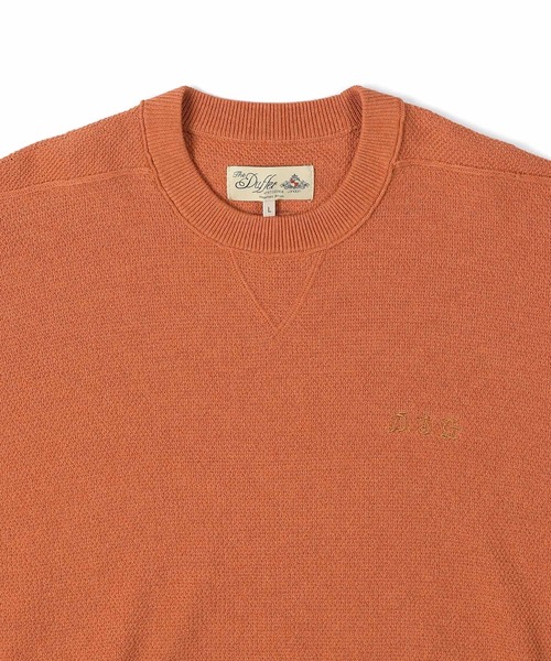 The DUFFER of ST.GEORGE（ザダファーオブセントジョージ）の「TC CREPE KNIT CREW NECK PULLOVER：クレープニット クルーネック / コットンポリエステル / ドライタッチ（ニット/セーター・メンズ・オレンジ/ブラック/ブルーグリーン/グレー・X-LARGE/LARGE/MEDIUM）」の22枚目の写真