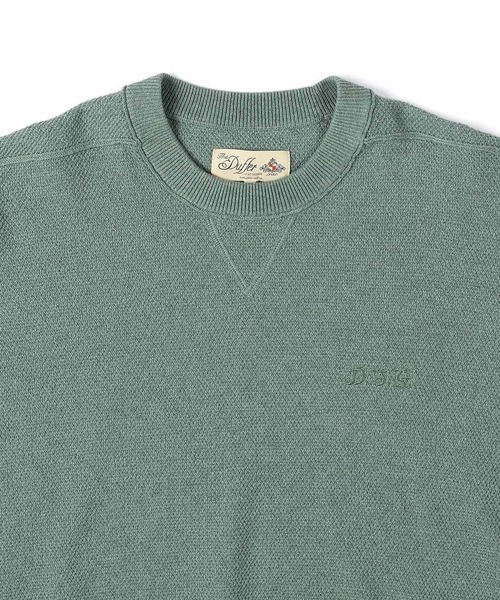 The DUFFER of ST.GEORGE（ザダファーオブセントジョージ）の「TC CREPE KNIT CREW NECK PULLOVER：クレープニット クルーネック / コットンポリエステル / ドライタッチ（ニット/セーター・メンズ・オレンジ/ブラック/ブルーグリーン/グレー・X-LARGE/LARGE/MEDIUM）」の21枚目の写真
