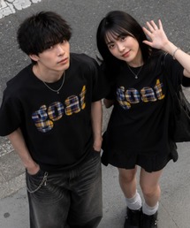 Salong hameu | 別注 リメイク風チェックアップリケロゴTシャツ/韓国ストリート/Y2K/古着ライク/ユニセックス/Sサイズから展開(Tシャツ/カットソー)