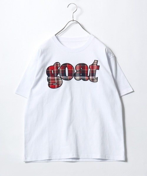 Salong hameu（サロン ハミュー）の「別注 リメイク風チェックアップリケロゴTシャツ/韓国ストリート/Y2K/古着ライク/ユニセックス/Sサイズから展開（Tシャツ/カットソー・メンズ・ホワイト系その他/カモフラージュ/ホワイト×レッド/ブラック系その他/ブラック×イエロー/ホワイト×グリーン・M/S/L）」の7枚目の写真