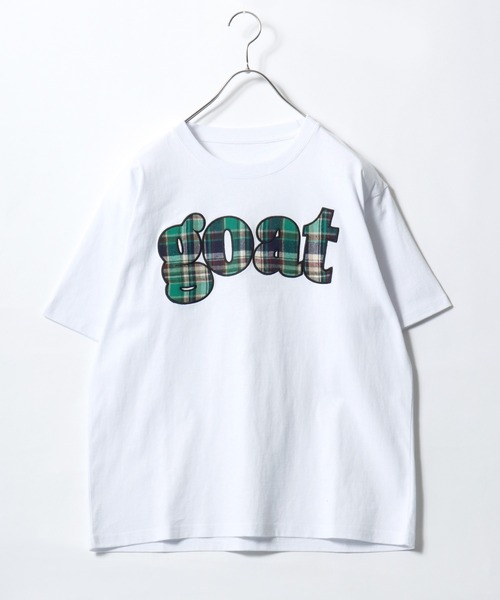 Salong hameu（サロン ハミュー）の「別注 リメイク風チェックアップリケロゴTシャツ/韓国ストリート/Y2K/古着ライク/ユニセックス/Sサイズから展開（Tシャツ/カットソー・メンズ・ホワイト系その他/カモフラージュ/ホワイト×レッド/ブラック系その他/ブラック×イエロー/ホワイト×グリーン・M/S/L）」の10枚目の写真