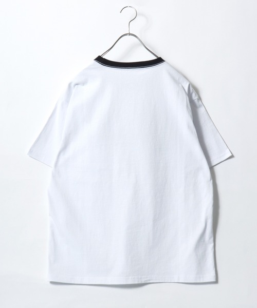 Salong hameu（サロン ハミュー）の「別注 リメイク風チェックアップリケロゴTシャツ/韓国ストリート/Y2K/古着ライク/ユニセックス/Sサイズから展開（Tシャツ/カットソー・メンズ・ホワイト系その他/カモフラージュ/ホワイト×レッド/ブラック系その他/ブラック×イエロー/ホワイト×グリーン・M/S/L）」の14枚目の写真