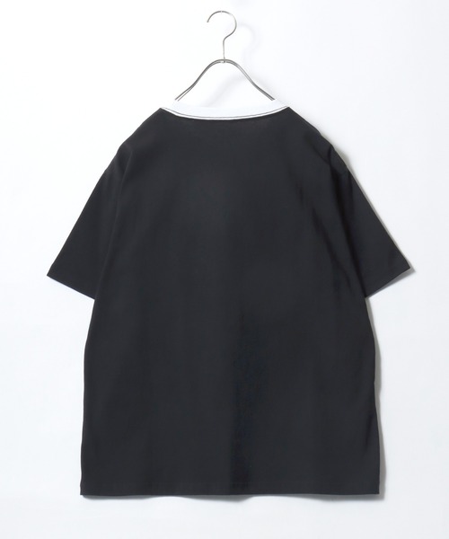 Salong hameu（サロン ハミュー）の「別注 リメイク風チェックアップリケロゴTシャツ/韓国ストリート/Y2K/古着ライク/ユニセックス/Sサイズから展開（Tシャツ/カットソー・メンズ・ホワイト系その他/カモフラージュ/ホワイト×レッド/ブラック系その他/ブラック×イエロー/ホワイト×グリーン・M/S/L）」の17枚目の写真