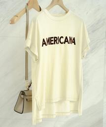 AMERICANA | Americana(アメリカーナ)【別注】 接触冷感 袖ロールアップ ロゴTシャツ(Tシャツ/カットソー)