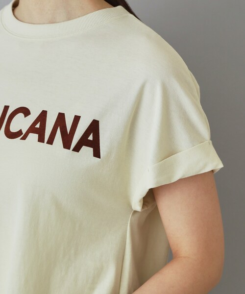 AMERICANA（アメリカーナ）の「Americana（アメリカーナ）【別注】 接触冷感 袖ロールアップ ロゴTシャツ（Tシャツ/カットソー・レディース・ブラック/ホワイト/ライトイエロー系・00）」の17枚目の写真