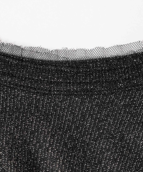 LEPSIM（レプシィム）の「《オフィスライン》チュール付きラメリブLS　647857（Tシャツ/カットソー・レディース・ブラック/グレー・FREE）」の7枚目の写真