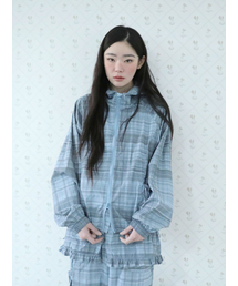 UGLY SHADOW（アグリーシャドウ）の「RUFFLE CHECKERED WINDBREAKER JACKET(BLUE)（ナイロンジャケット）」