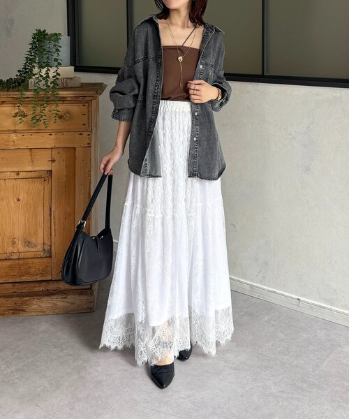 Thevon(ゼボン)の「両ポケ前後差デニムシャツ(シャツ/ブラウス・レディース・ネイビー/ブルー/ブラック・FREE)」の8枚目の写真