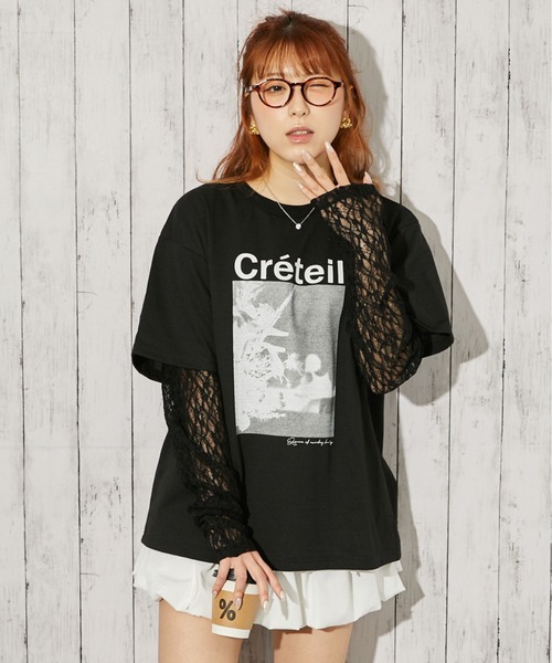 GORGE（ゴージ）の「《レースレイヤード》Tシャツ／カジュアル×ガーリー／春夏／全3色（Tシャツ/カットソー・レディース・レッド/オフホワイト/ブラック・F）」の3枚目の写真