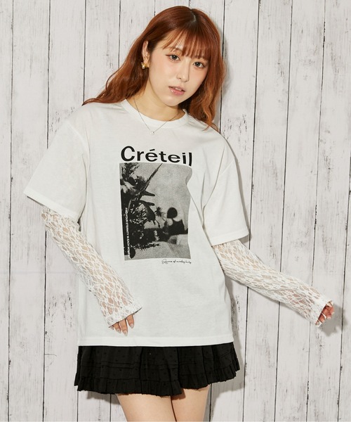 GORGE（ゴージ）の「《レースレイヤード》Tシャツ／カジュアル×ガーリー／春夏／全3色（Tシャツ/カットソー・レディース・レッド/オフホワイト/ブラック・F）」の4枚目の写真