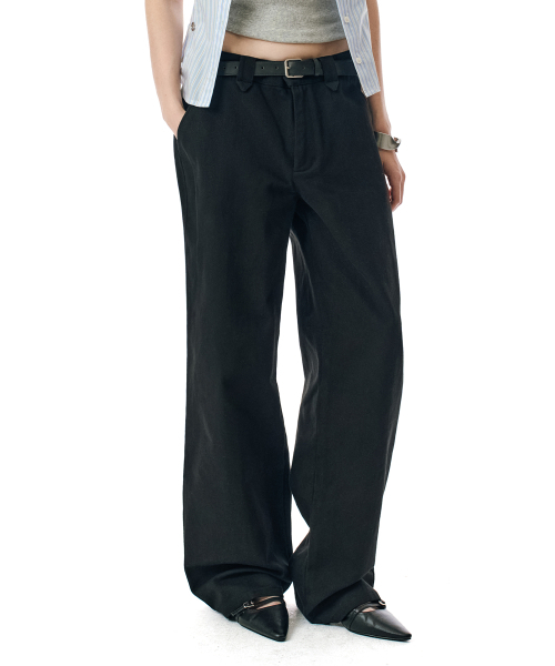 SECONDMONO（セカンドモノローグ）の「Semi Wide Twill Cotton Chino Pants [BLACK]_SEPT051BLACK（その他パンツ・レディース・その他・26/28/30/32/34）」の5枚目の写真