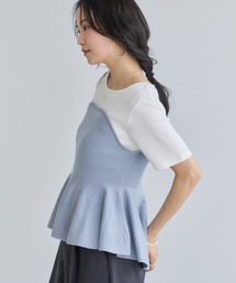 VIS | ペプラムサマーニットドッキングカットソー/イージーケア(Tシャツ/カットソー)