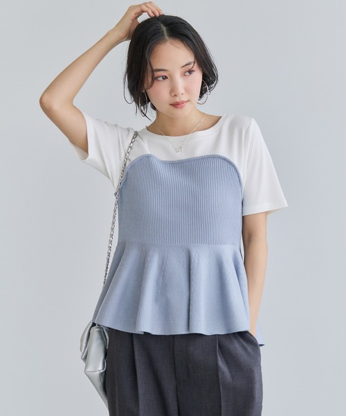 VIS(ビス)の「ペプラムサマーニットドッキングカットソー/イージーケア(Tシャツ/カットソー・レディース・ブラック/ベージュ/サックスブルー・FREE)」の20枚目の写真