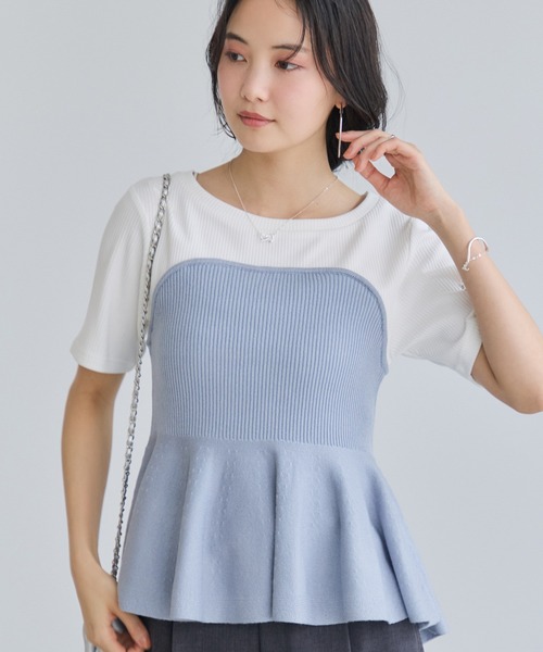 VIS(ビス)の「ペプラムサマーニットドッキングカットソー/イージーケア(Tシャツ/カットソー・レディース・ブラック/ベージュ/サックスブルー・FREE)」の21枚目の写真