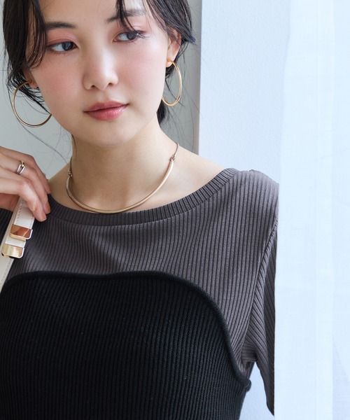 VIS(ビス)の「ペプラムサマーニットドッキングカットソー/イージーケア(Tシャツ/カットソー・レディース・ブラック/ベージュ/サックスブルー・FREE)」の14枚目の写真
