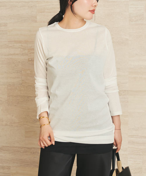 plage(プラージュ)の「《追加》LIGHT SHEER LONG Tシャツ 2(Tシャツ/カットソー・レディース・ホワイト・FREE)」の1枚目の写真