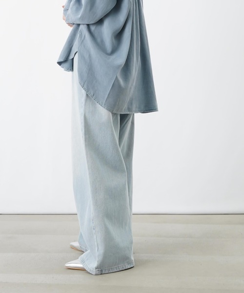 LUCA/LADY LUCK LUCA（ルカ/レディラックルカ）の「LC/LLL ツイルウエスト裁ち切りワイドパンツ/ワイドデニムパンツ（デニムパンツ・レディース・サックスブルー/ブルー・FREE）」の8枚目の写真