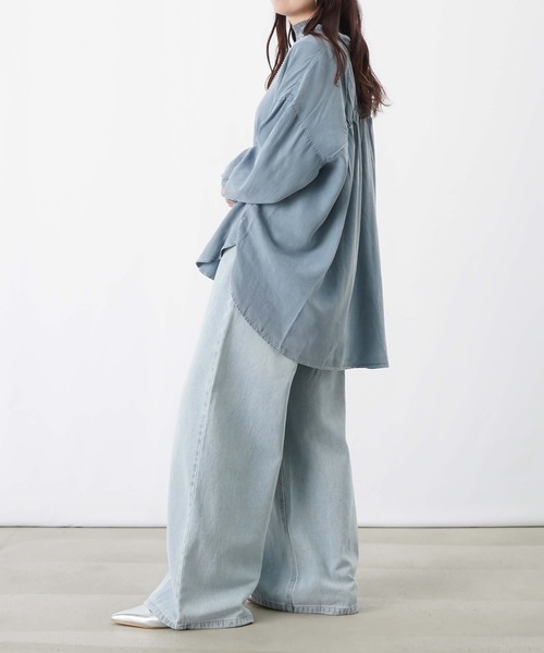 LUCA/LADY LUCK LUCA（ルカ/レディラックルカ）の「LC/LLL ツイルウエスト裁ち切りワイドパンツ/ワイドデニムパンツ（デニムパンツ・レディース・サックスブルー/ブルー・FREE）」の6枚目の写真