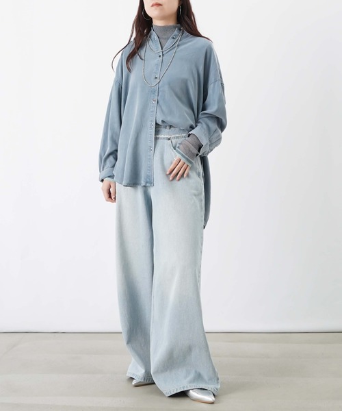 LUCA/LADY LUCK LUCA（ルカ/レディラックルカ）の「LC/LLL ツイルウエスト裁ち切りワイドパンツ/ワイドデニムパンツ（デニムパンツ・レディース・サックスブルー/ブルー・FREE）」の7枚目の写真