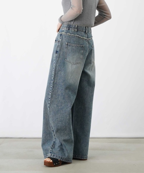 LUCA/LADY LUCK LUCA（ルカ/レディラックルカ）の「LC/LLL ツイルウエスト裁ち切りワイドパンツ/ワイドデニムパンツ（デニムパンツ・レディース・サックスブルー/ブルー・FREE）」の10枚目の写真