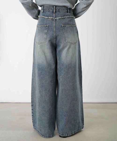 LUCA/LADY LUCK LUCA（ルカ/レディラックルカ）の「LC/LLL ツイルウエスト裁ち切りワイドパンツ/ワイドデニムパンツ（デニムパンツ・レディース・サックスブルー/ブルー・FREE）」の14枚目の写真