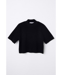hi-neck cropped pullover