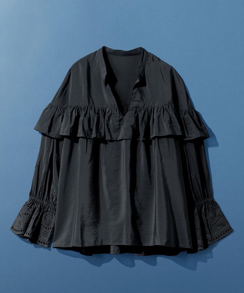 LEPSIM(レプシィム)の「カットワーク刺繍長袖ブラウス 634343(シャツ/ブラウス・レディース・オフホワイト/ブラック・FREE)」の1枚目の写真