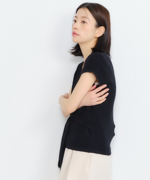 Shelly island（シェリーアイランド）の「ドッキングフロントデザインニットプルオーバー（ニット/セーター・レディース・ホワイト/ブラック・FREE）」の15枚目の写真