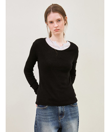 le（ル）の「merino wool scoop-neck knit (black)（ニット/セーター）」