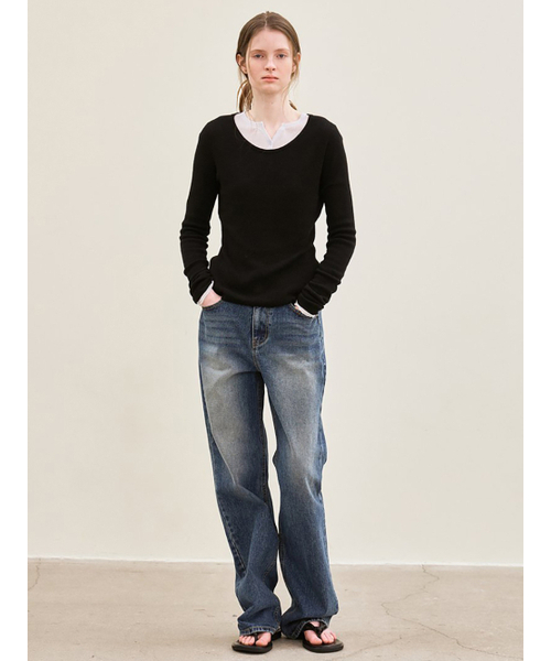 le（ル）の「merino wool scoop-neck knit (black)（ニット/セーター・レディース・その他・FREE）」の3枚目の写真