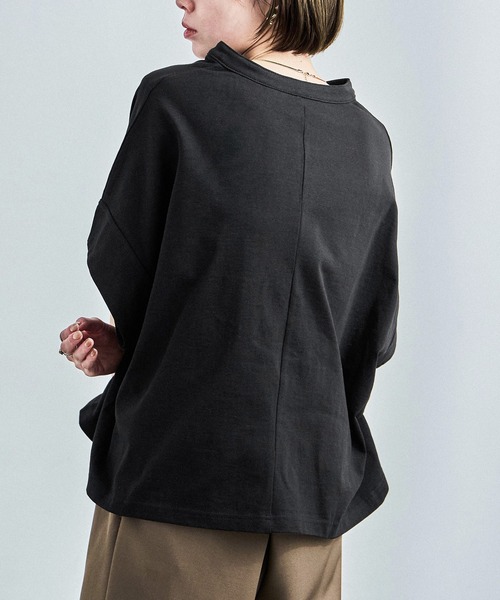 Fashion Letter(ファッションレター)の「接触冷感 スキッパーTシャツ(Tシャツ/カットソー・レディース・グレイッシュベージュ/ブラック/ホワイト/ミント・M)」の18枚目の写真
