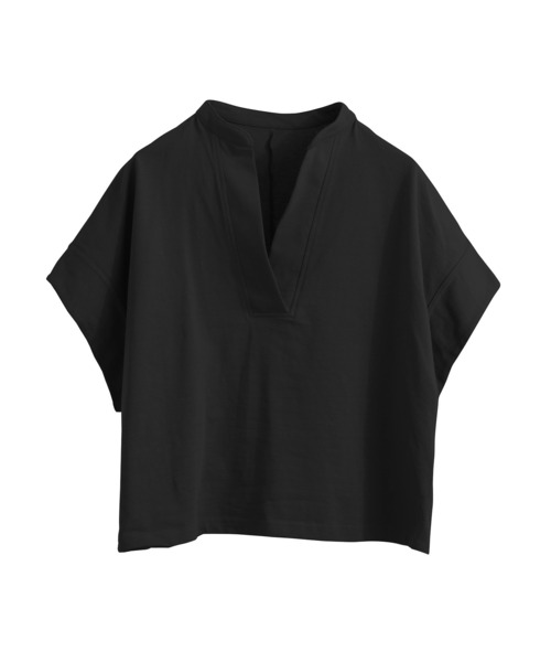 Fashion Letter(ファッションレター)の「接触冷感 スキッパーTシャツ(Tシャツ/カットソー・レディース・グレイッシュベージュ/ブラック/ホワイト/ミント・M)」の19枚目の写真