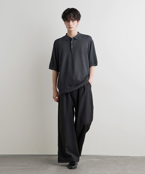 ASTRONOMY（アストロノミー）の「Buyer's Select / 【接触冷感 】14G 鹿の子編み ルーズサイズポロ（ポロシャツ・メンズ・ブラック/グレイッシュベージュ/チャコール・M/L）」の15枚目の写真