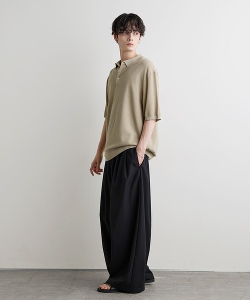 ASTRONOMY（アストロノミー）の「Buyer's Select / 【接触冷感 】14G 鹿の子編み ルーズサイズポロ（ポロシャツ・メンズ・ブラック/グレイッシュベージュ/チャコール・M/L）」の20枚目の写真