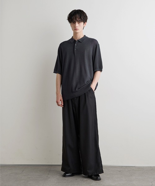 ASTRONOMY（アストロノミー）の「Buyer's Select / 【接触冷感 】14G 鹿の子編み ルーズサイズポロ（ポロシャツ・メンズ・ブラック/グレイッシュベージュ/チャコール・M/L）」の13枚目の写真